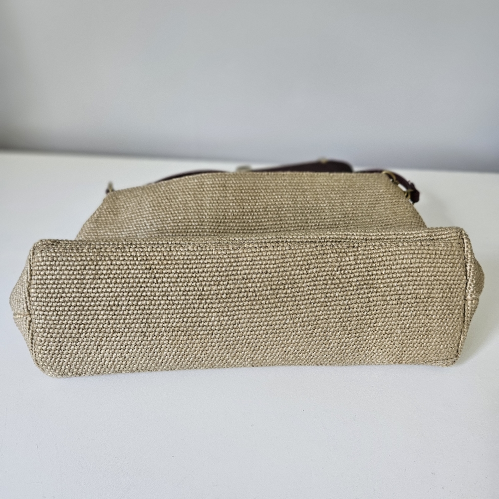 Vintage Etienne Aigner Shoulder Bag Jute & Leather Bag/ Clutch - Picture 11 of 15